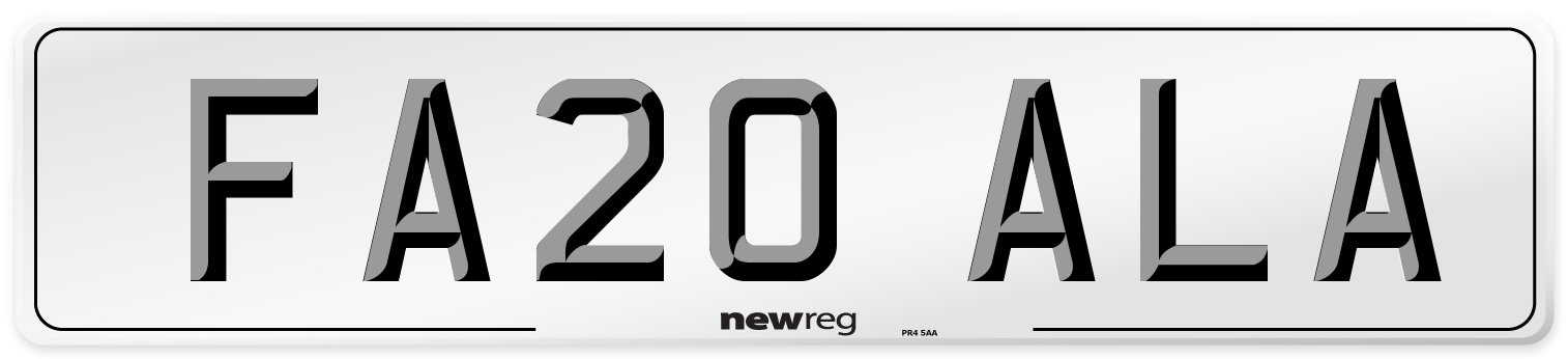 FA20 ALA Number Plate from New Reg